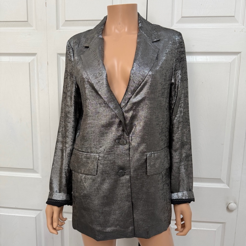 a new day Shimmering Silver Metallic Blazer Women’s Size S - Picture 16 of 16
